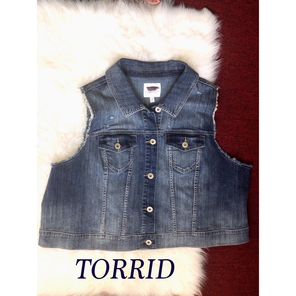 Torrid Medium Washed Cropped Denim Vest